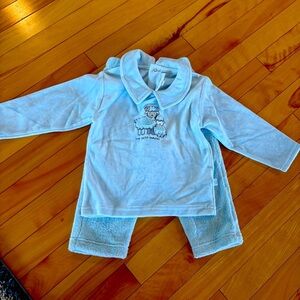 Light Blue Baby Outfit with Peter Pan Collar Size 18m Petit Mouton 2 piece